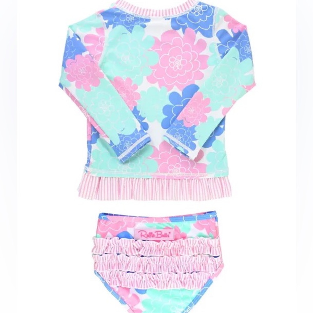 Ruffle butts Long Sleeve Zipper Rash Guard 2-Piece